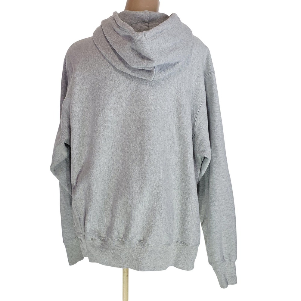 Champion Hoodie Mens L Gray Reverse Weave Chenille‎ Logo Pullover Fleece Casual - Picture 3 of 11